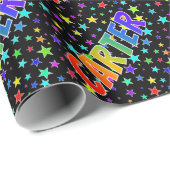 Regenboogvoornaam "CARTER" + sterren Cadeaupapier (Rol Hoek)