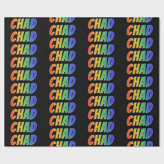 Regenboogvoornaam "CHAD"; Fun en kleurrijk Cadeaupapier (Vlak)