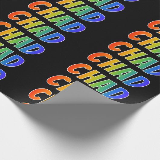 Regenboogvoornaam "CHAD"; Fun en kleurrijk Cadeaupapier (Hoek)