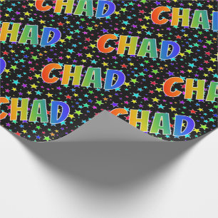 Regenboogvoornaam "CHAD" + sterren Cadeaupapier