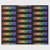 Regenboogvoornaam "CHARLOTTE"; vun en kleurrijk Cadeaupapier (Vlak)