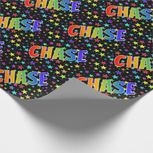 Regenboogvoornaam "CHASE" + sterren Cadeaupapier