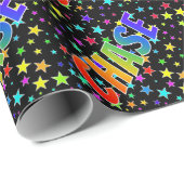 Regenboogvoornaam "CHASE" + sterren Cadeaupapier (Rol Hoek)