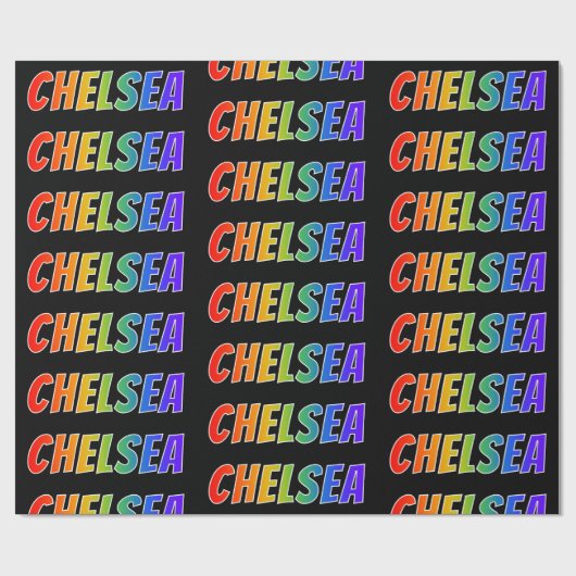 Regenboogvoornaam "CHELSEA"; vun en kleurrijk Cadeaupapier (Vlak)