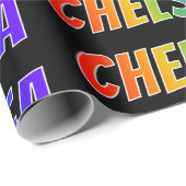 Regenboogvoornaam "CHELSEA"; vun en kleurrijk Cadeaupapier (Rol Hoek)