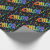 Regenboogvoornaam "CHLOE" + sterren Cadeaupapier (Hoek)