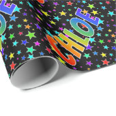 Regenboogvoornaam "CHLOE" + sterren Cadeaupapier (Rol Hoek)
