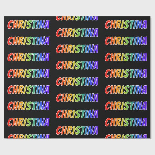 Regenboogvoornaam "CHRISTINA"; vun en kleurrijk Cadeaupapier (Vlak)