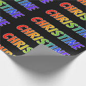 Regenboogvoornaam "CHRISTINE"; vun en kleurrijk Cadeaupapier (Hoek)