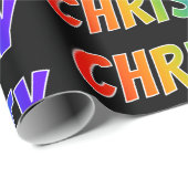 Regenboogvoornaam "CHRISTY"; vun en kleurrijk Cadeaupapier (Rol Hoek)