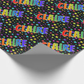 Regenboogvoornaam "CLAIRE" + sterren Cadeaupapier (Hoek)