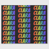 Regenboogvoornaam "CLARA"; vun en kleurrijk Cadeaupapier (Vlak)