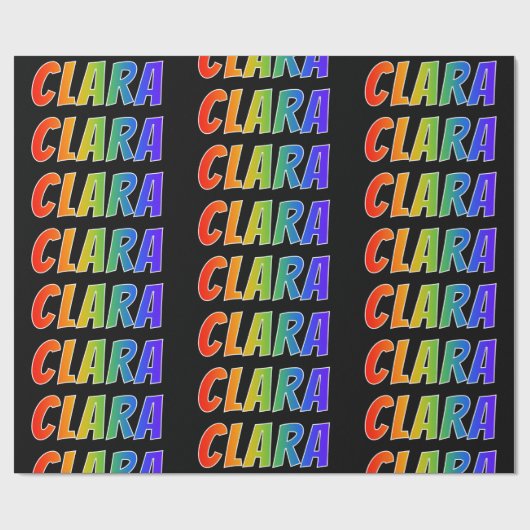Regenboogvoornaam "CLARA"; vun en kleurrijk Cadeaupapier (Vlak)