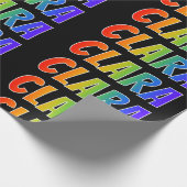 Regenboogvoornaam "CLARA"; vun en kleurrijk Cadeaupapier (Hoek)