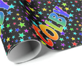 Regenboogvoornaam "COLBY" + sterren Cadeaupapier (Rol Hoek)
