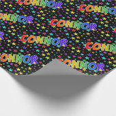 Regenboogvoornaam "CONNOR" + sterren Cadeaupapier (Hoek)
