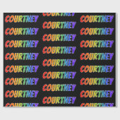 Regenboogvoornaam "COURTNEY"; vun en kleurrijk Cadeaupapier (Vlak)