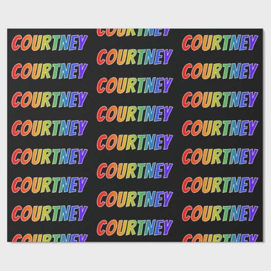 Regenboogvoornaam "COURTNEY"; vun en kleurrijk Cadeaupapier (Vlak)