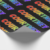 Regenboogvoornaam "COURTNEY"; vun en kleurrijk Cadeaupapier (Hoek)