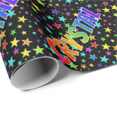 Regenboogvoornaam "CRYSTAL" + sterren Cadeaupapier (Rol Hoek)