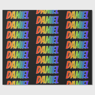 Regenboogvoornaam "DANIEL"; Fun en kleurrijk Cadeaupapier