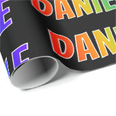 Regenboogvoornaam "DANIELLE"; Fun en kleurrijk Cadeaupapier (Rol Hoek)