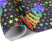 Regenboogvoornaam "DILLON" + sterren Cadeaupapier (Rol Hoek)