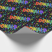 Regenboogvoornaam "DONALD" + sterren Cadeaupapier (Hoek)