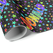 Regenboogvoornaam "DONALD" + sterren Cadeaupapier (Rol Hoek)
