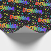 Regenboogvoornaam "DONNA" + sterren Cadeaupapier (Hoek)