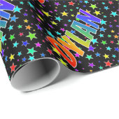 Regenboogvoornaam "DYLAN" + sterren Cadeaupapier (Rol Hoek)