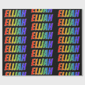 Regenboogvoornaam "ELIJAH"; vun en kleurrijk Cadeaupapier (Vlak)