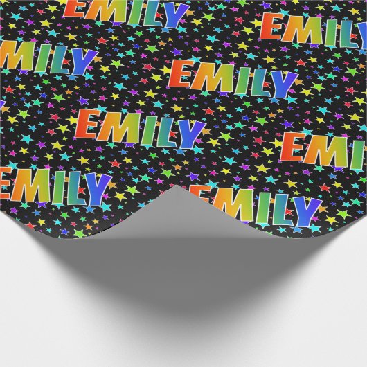 Regenboogvoornaam "EMILY" + sterren Cadeaupapier (Hoek)