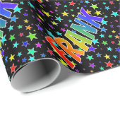Regenboogvoornaam "FRANK" + sterren Cadeaupapier (Rol Hoek)