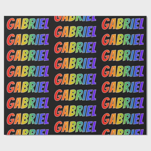 Regenboogvoornaam "GABRIEL"; Fun en kleurrijk Cadeaupapier (Vlak)