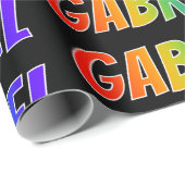 Regenboogvoornaam "GABRIEL"; Fun en kleurrijk Cadeaupapier (Rol Hoek)