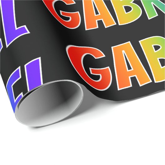 Regenboogvoornaam "GABRIEL"; Fun en kleurrijk Cadeaupapier (Rol Hoek)