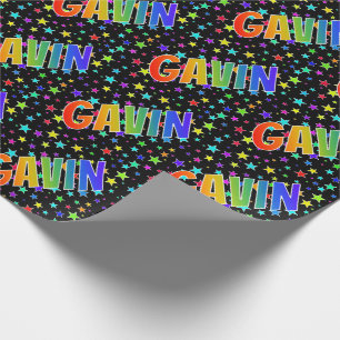 Regenboogvoornaam "GAVIN" + sterren Cadeaupapier