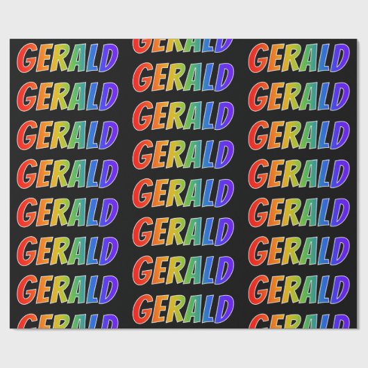 Regenboogvoornaam "GERALD"; vun en kleurrijk Cadeaupapier (Vlak)