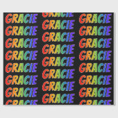 Regenboogvoornaam "GRACIE"; vun en kleurrijk Cadeaupapier (Vlak)