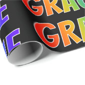 Regenboogvoornaam "GRACIE"; vun en kleurrijk Cadeaupapier (Rol Hoek)