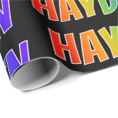 Regenboogvoornaam "HAYDEN"; Fun en kleurrijk Cadeaupapier (Rol Hoek)