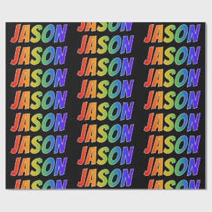 Regenboogvoornaam "JASON"; Fun en kleurrijk Cadeaupapier