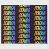 Regenboogvoornaam "JENNA"; Fun en kleurrijk Cadeaupapier (Vlak)