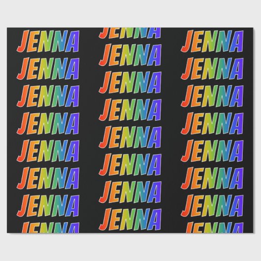 Regenboogvoornaam "JENNA"; Fun en kleurrijk Cadeaupapier (Vlak)