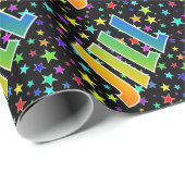 Regenboogvoornaam "JILL" + sterren Cadeaupapier (Rol Hoek)