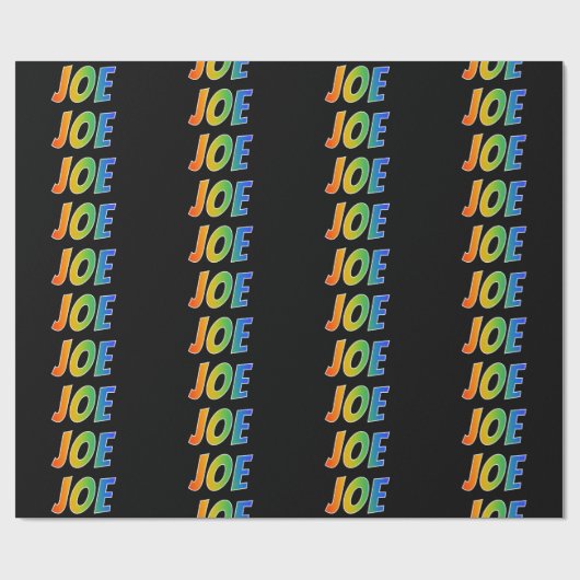 Regenboogvoornaam "JOE"; Fun en kleurrijk Cadeaupapier (Vlak)