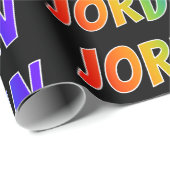Regenboogvoornaam "JORDAN"; Fun en kleurrijk Cadeaupapier (Rol Hoek)