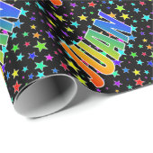 Regenboogvoornaam "JUAN" + sterren Cadeaupapier (Rol Hoek)