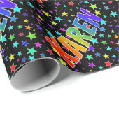 Regenboogvoornaam "KAREN" + sterren Cadeaupapier (Rol Hoek)